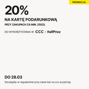 20% na kartę podarunkową przy zakupie za min.250zl.